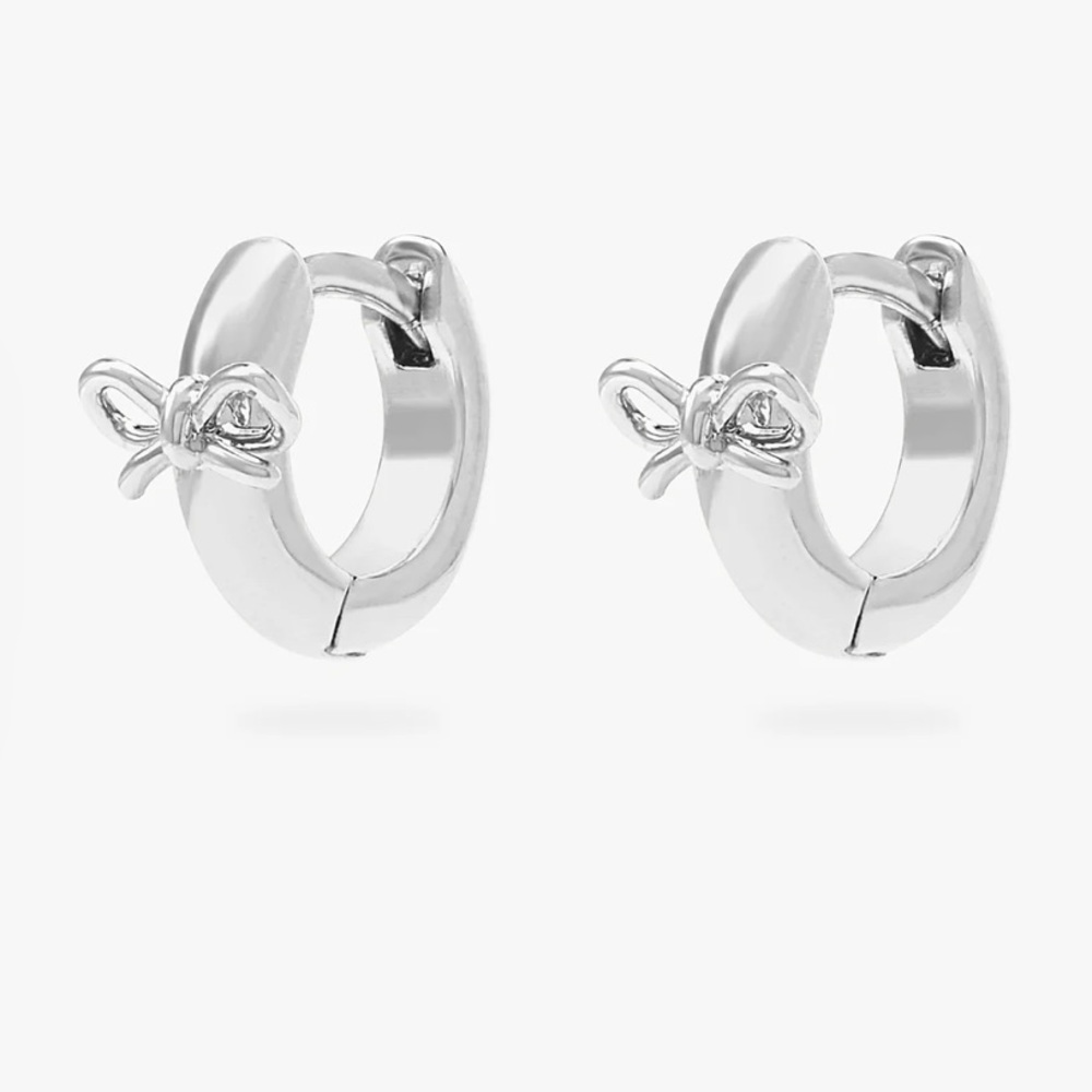 STUDS Micro Silver Bow Hoop Earrings NWT